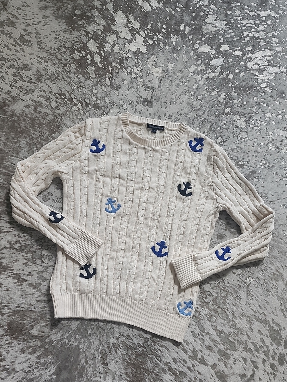 Kiel James Patrick Cable Knit Anchor Sweater SzL